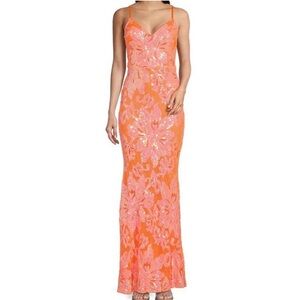 Elegant Orange Floral Women's Dress
